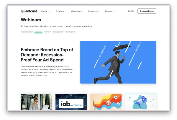 Webinars page